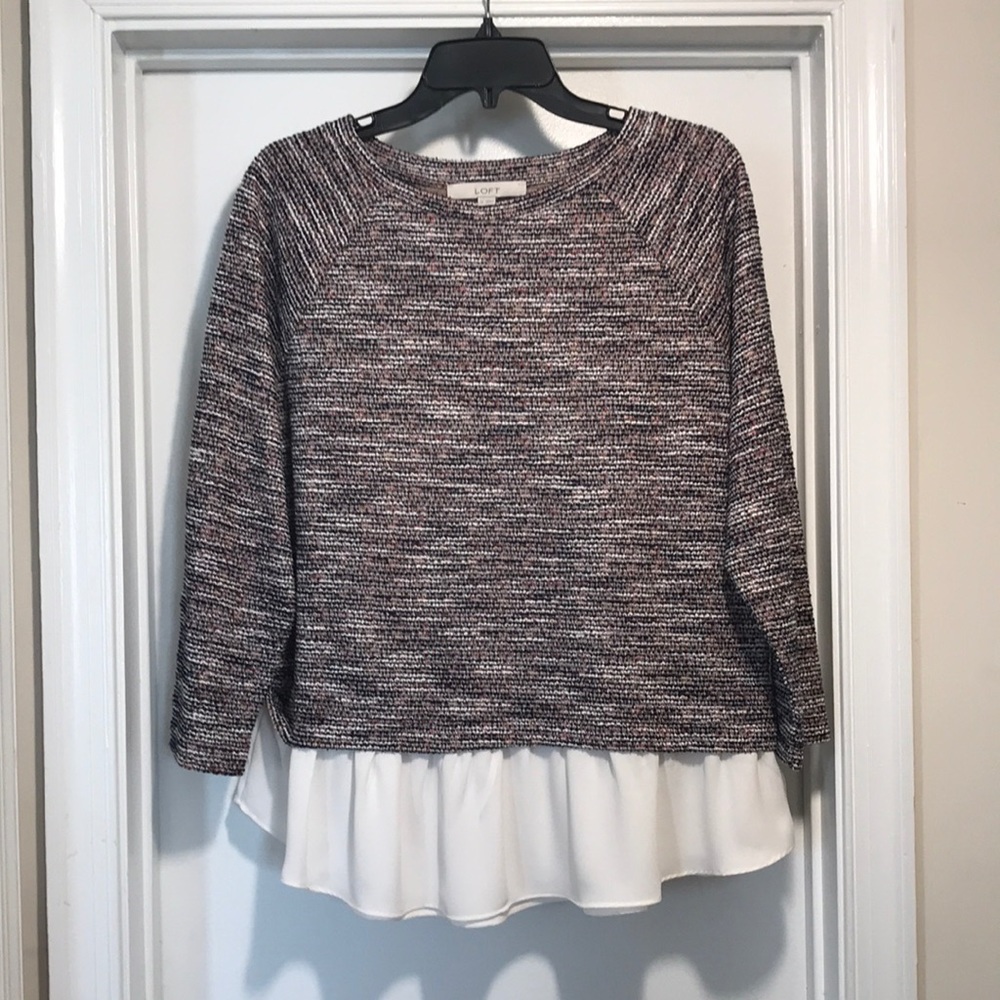 LOFT Multi Colored Top with Ruffle